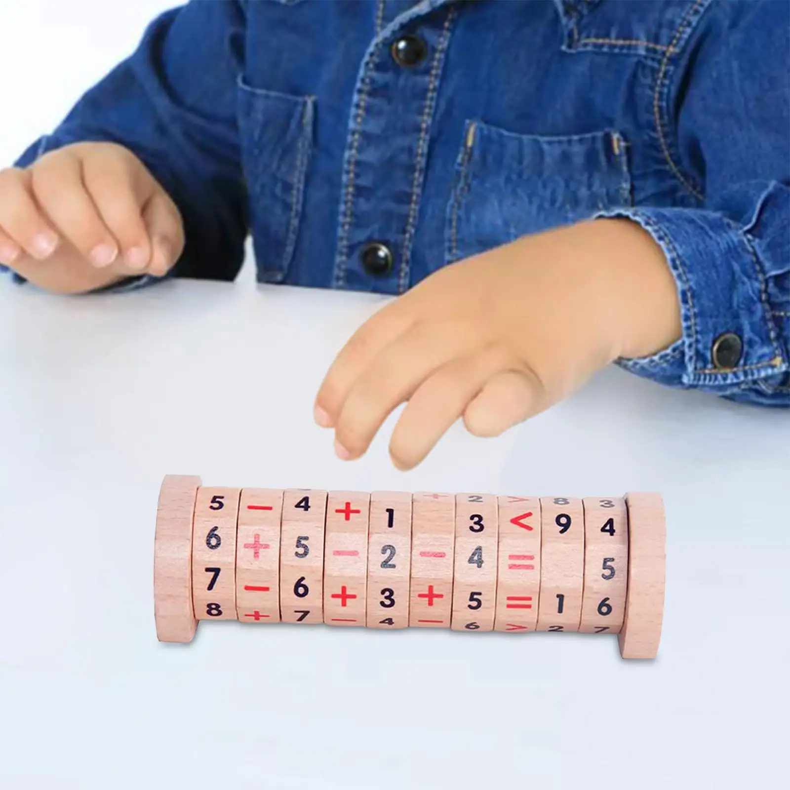 Cylinder Numbers Toy Math Rotating Blocks Toy DIY for Kids 4+ Wooden Toddlers