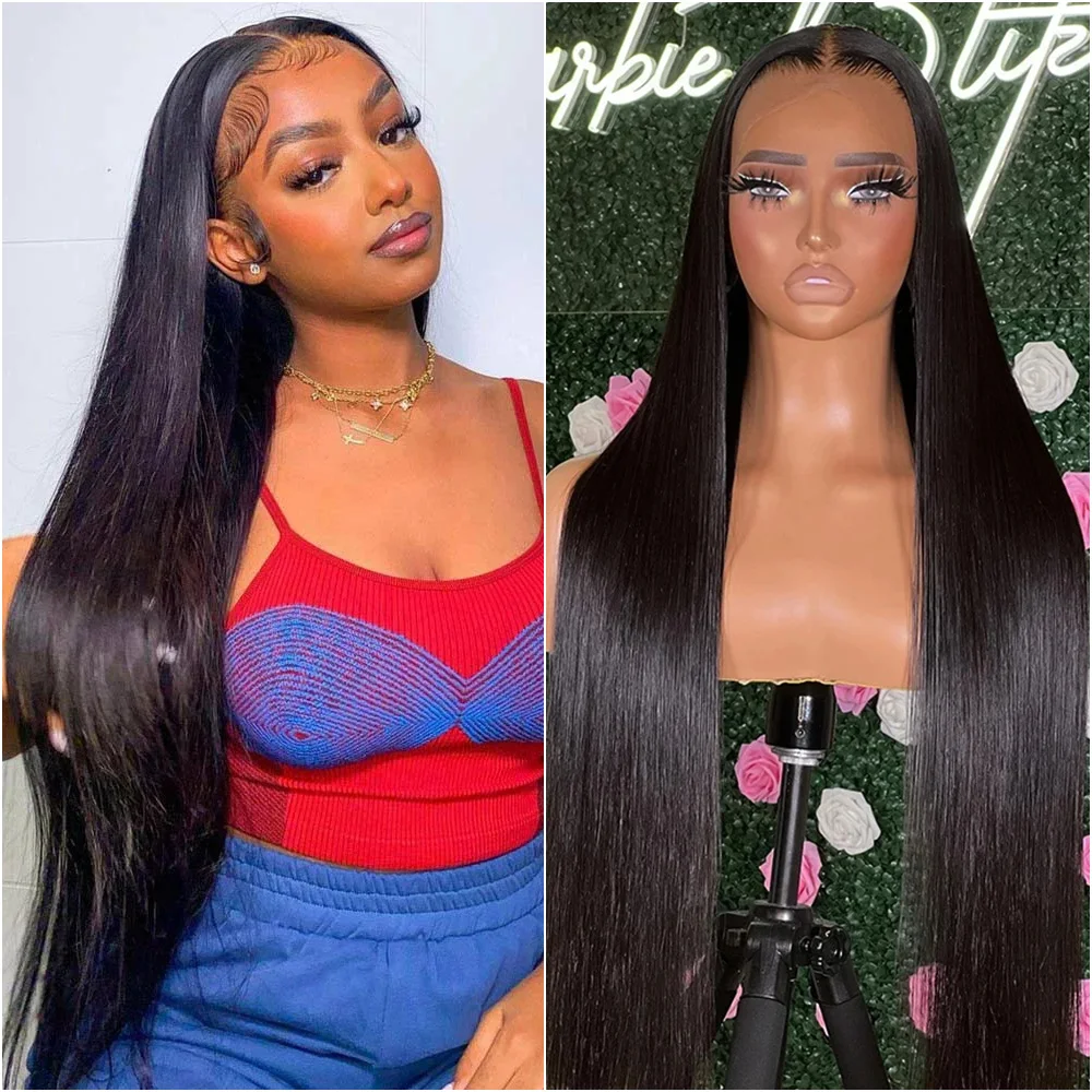 

30 40 Inches Human Hair 13x6 Bone Straight Lace Frontal Wig Brazilian Pre Plucked 13x4 Hd Lace Front 220% Density Wigs For Women