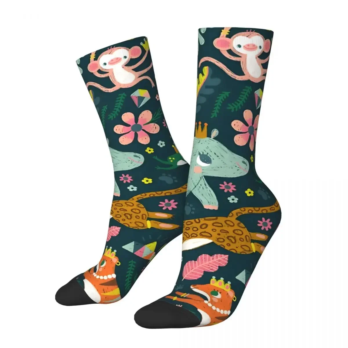 Jungle Buddies Cute Pattern Men's Socks Vintage Harajuku Street Style Novelty Casual Crew Sock