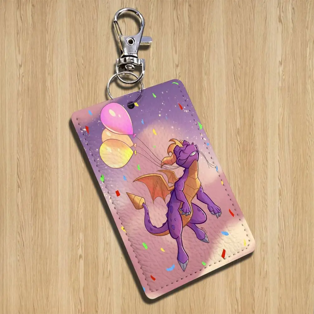 S-Spyro R-Reignited TrilogyS Keychain Holder Suitable For Subway Bank Card Bus Card Case Badge Holder Wallet  Textured pattern