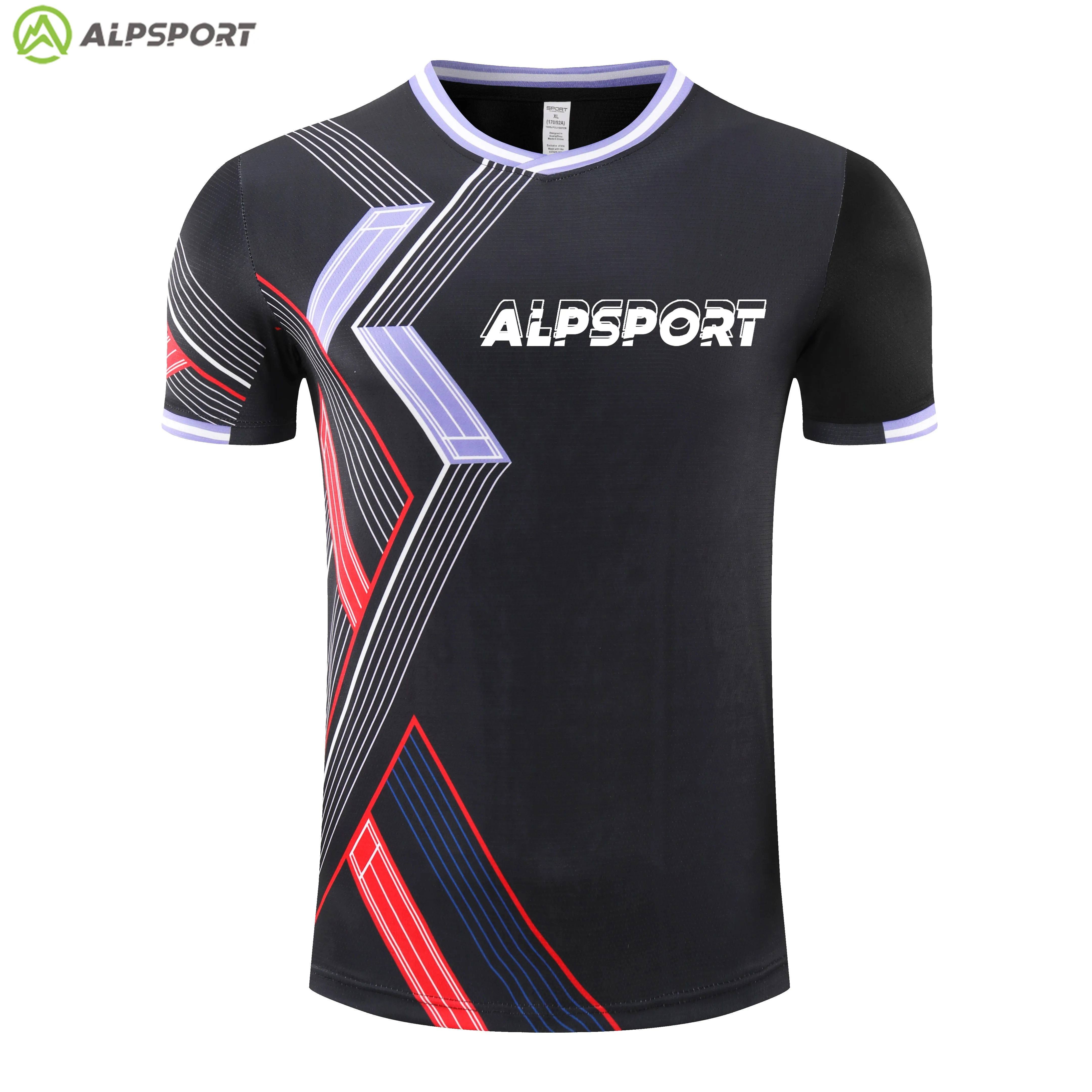 

ALPSPORT Men's Women's Black Multi-Sport Athletic Top Professional Quick-Dry Anti-Friction Polyester Sportswear YT-2016