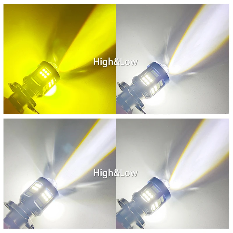 1 قطعة H4 BA20D H6 LED دراجة نارية المصباح CSP ثنائي اللون أبيض أصفر مرحبا لو شعاع عدسة الضباب مصباح ل Motobike سكوتر تشغيل الضوء