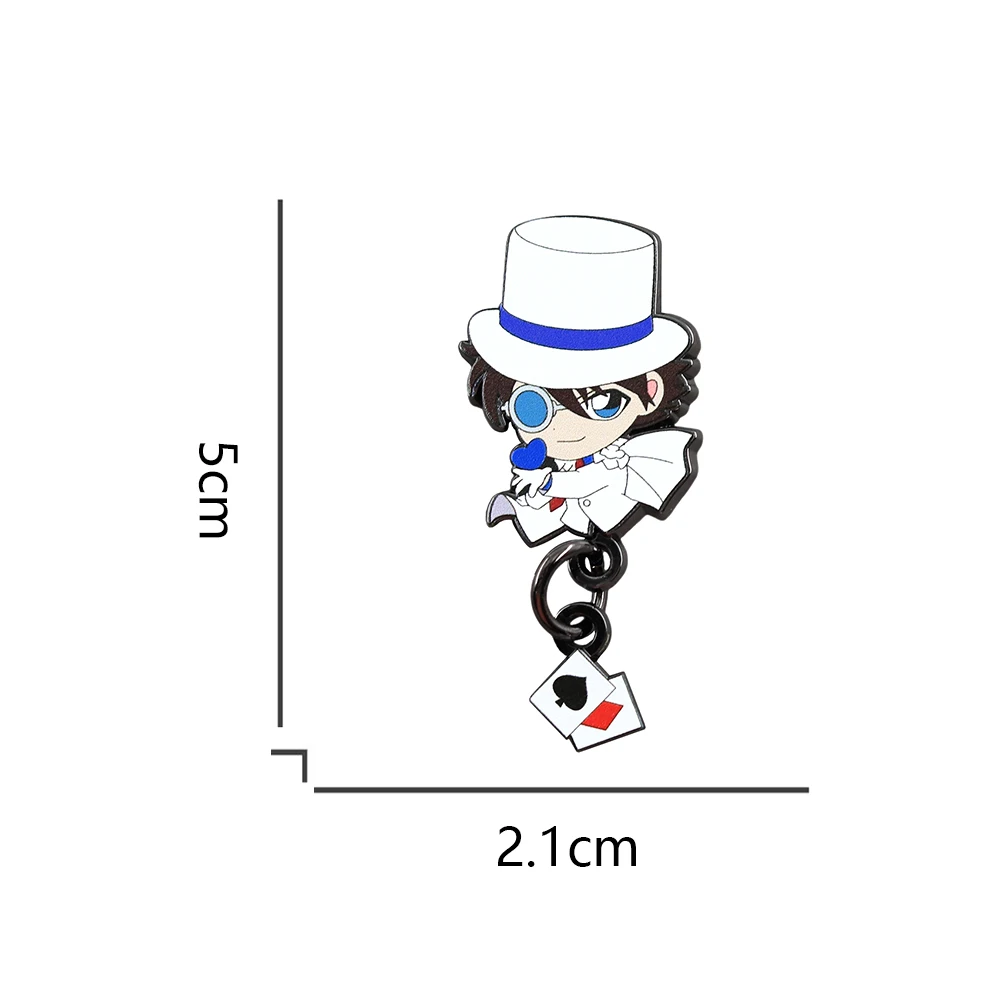 Chibi Kuroba Kaito Enamel Pin Kaito Kid Poker-Face Pendant Badge Classic Anime Peripheral Fun Novelty Jewelry Decorative