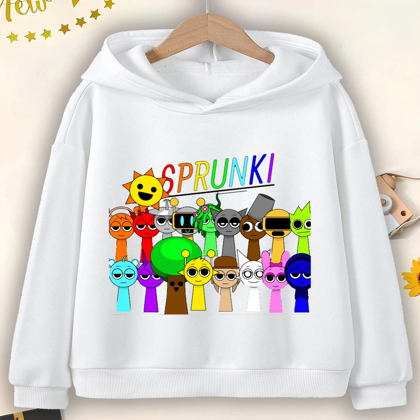 Sprunki moletom com capuz infantil, jogo quente incredibox, pulôver de manga comprida, roupas de desenho animado para meninos e meninas, outono, casacos casuais