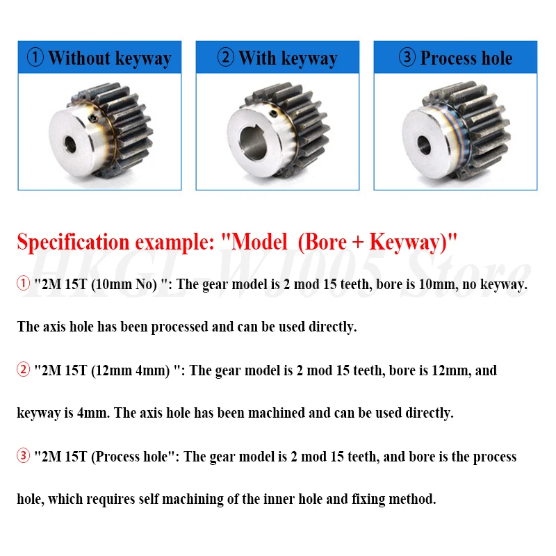 Spur Gear with Step, 2 Mod 12-60 Teeth Motor Gear Metal Transmission Gear 45# Steel Pinion Gears Bore 8-35mm Keyway 4-10mm