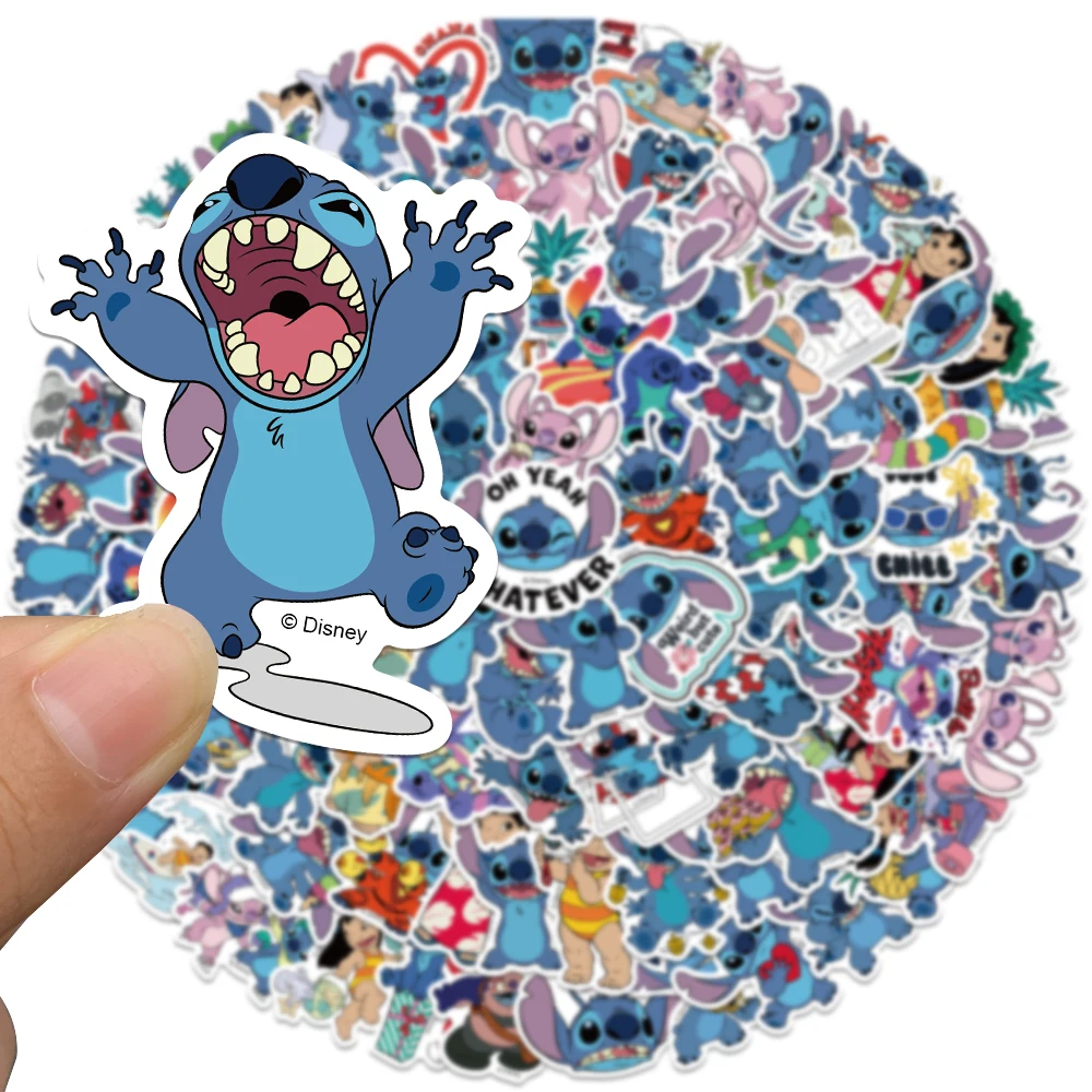 50/101pcs Cute Disney Cartoon Lilo Stitch Stickers Vinyl DIY Phone Motor Car Laptop Kawaii Anime Decals Sticker for Kids Toys