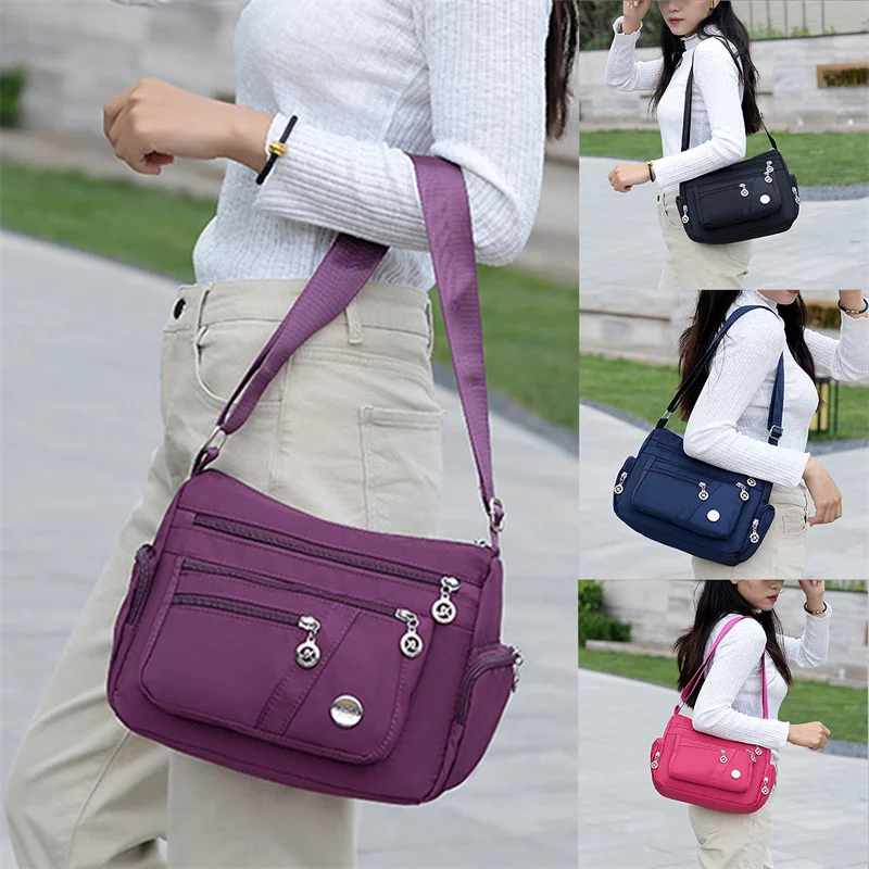 Fashion Women Shoulder Messenger Bag Waterproof Nylon Oxford Crossbody Bag Handbags Large Capacity Travel Bags Purse