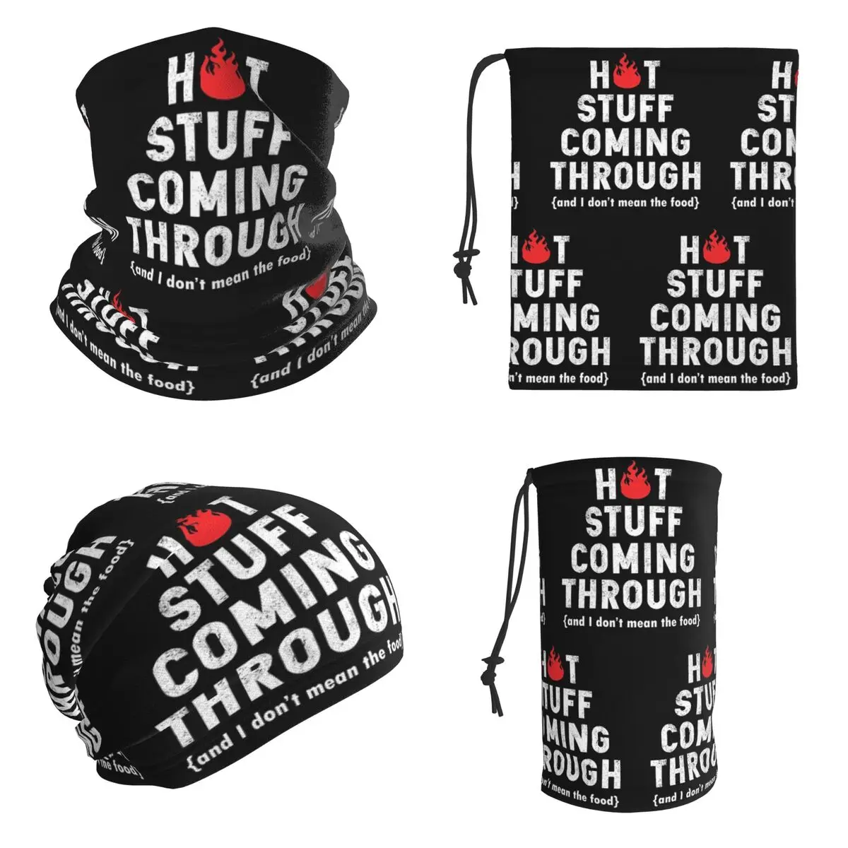 Hot Stuff Coming Through Fire BBQ Grill Bandana Neck Cover Printed Wrap Scarf Warm Cycling Scarf For Men Women Adult Windproof