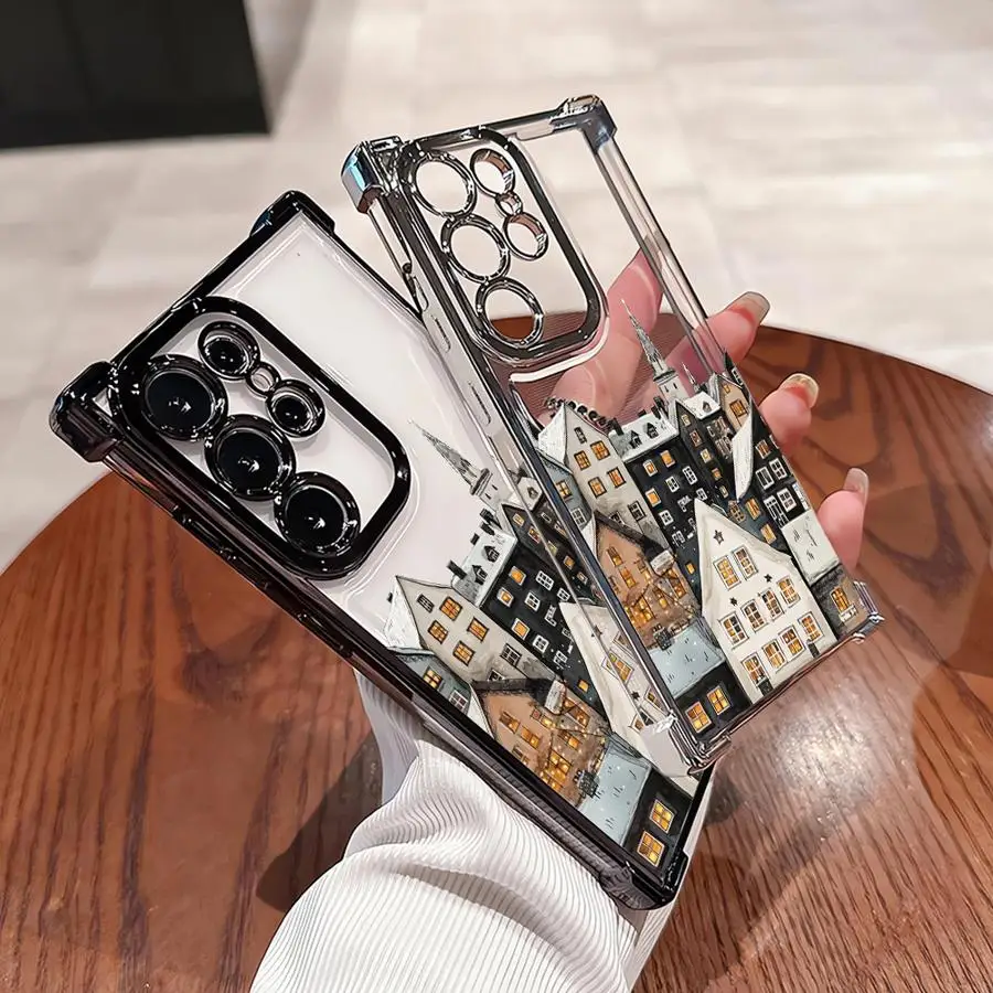 Casing Penutup Ponsel Lembut untuk Samsung Galaxy S23 S20 FE S21 Plus S22 Ultra S25 Edge S24 Selamat Natal Salju Musim Dingin