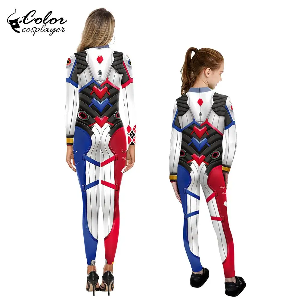 Colore Cosplayer Family Matching Outfits 3D Digital Printing Carnival Fancy Party Costume Cosplay manica lunga Spandex Zentai Suit