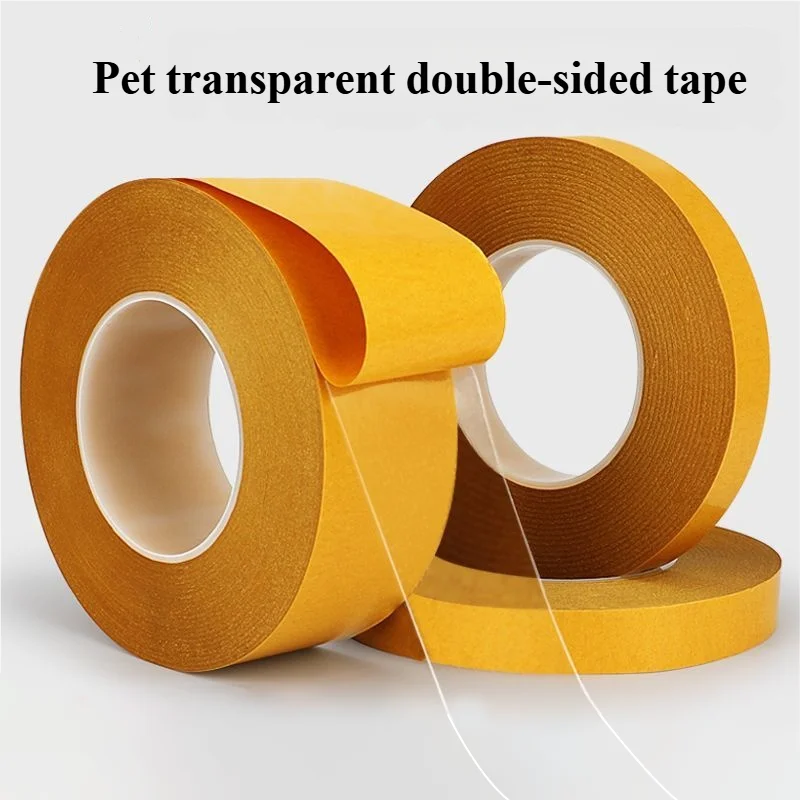 PET Double Sided Super Sticky Adhesive Tape Heat Resistant 0.05mm Thick Transparent PET Strong Double-sided Tape