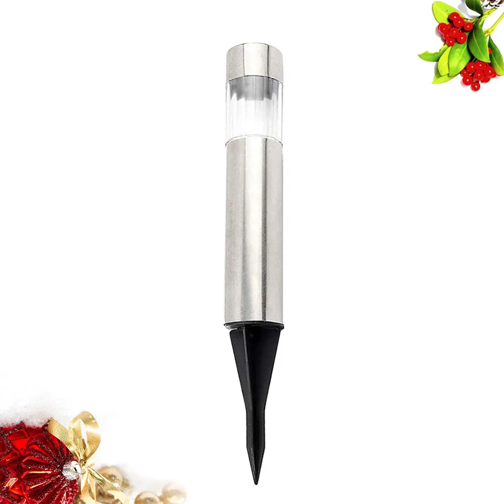 Solar Lawn Light Stainless Steel Outdoor Cylindrical Pin Design Automatic Lighting Garden Pathway Yard Landscape Lamp