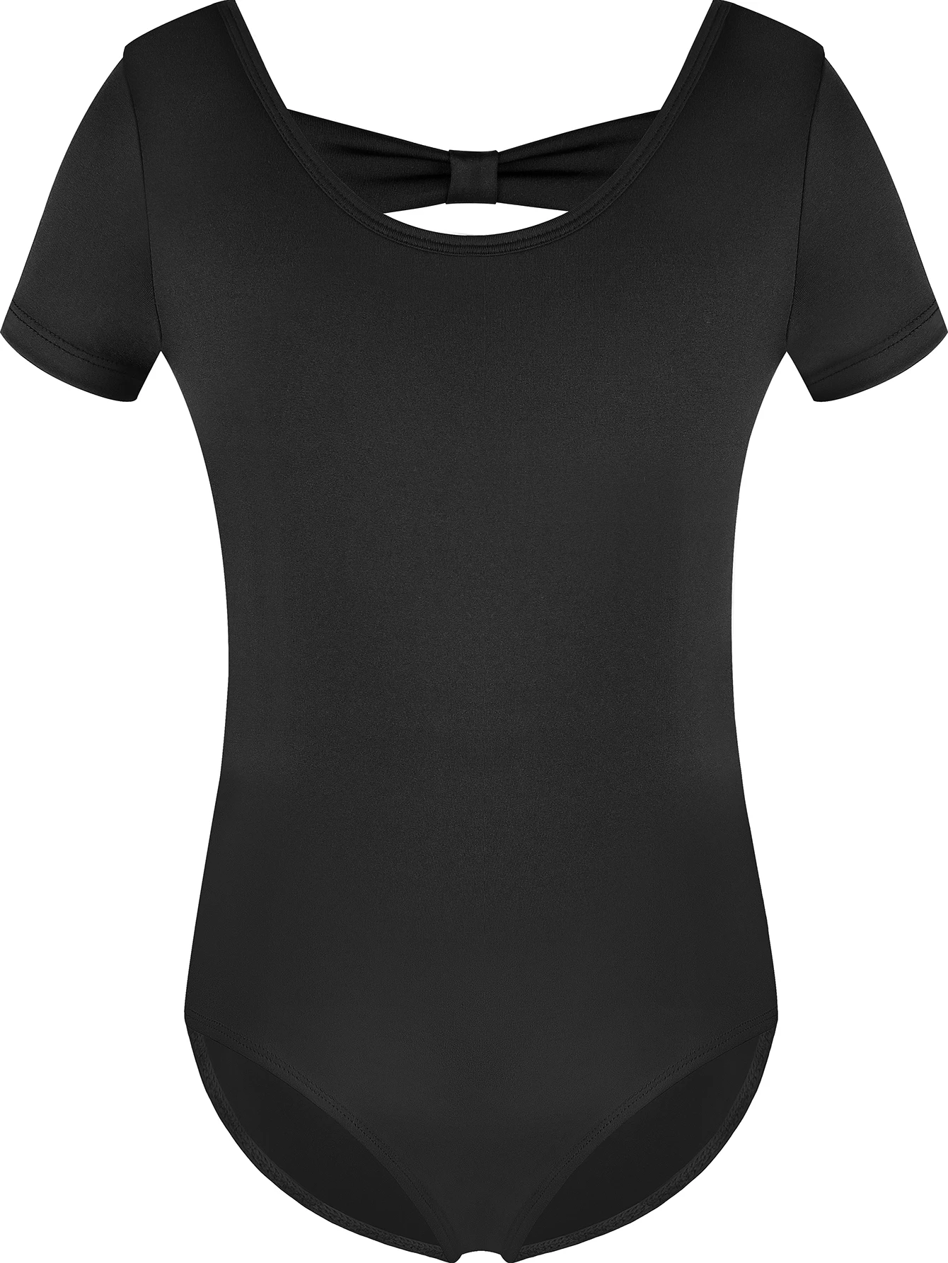 女の子用バレエレオタード-幼児用半袖リボンバックレオタード-キッズダンスウェア-アクティブウェア