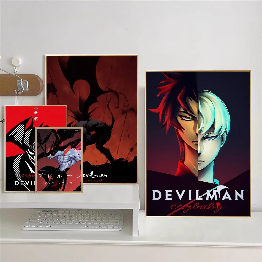 D-Devilman C-Crybaby Anime Whitepaper Poster Waterproof Paper Sticker Coffee House Bar Aesthetic Art Wall Painting