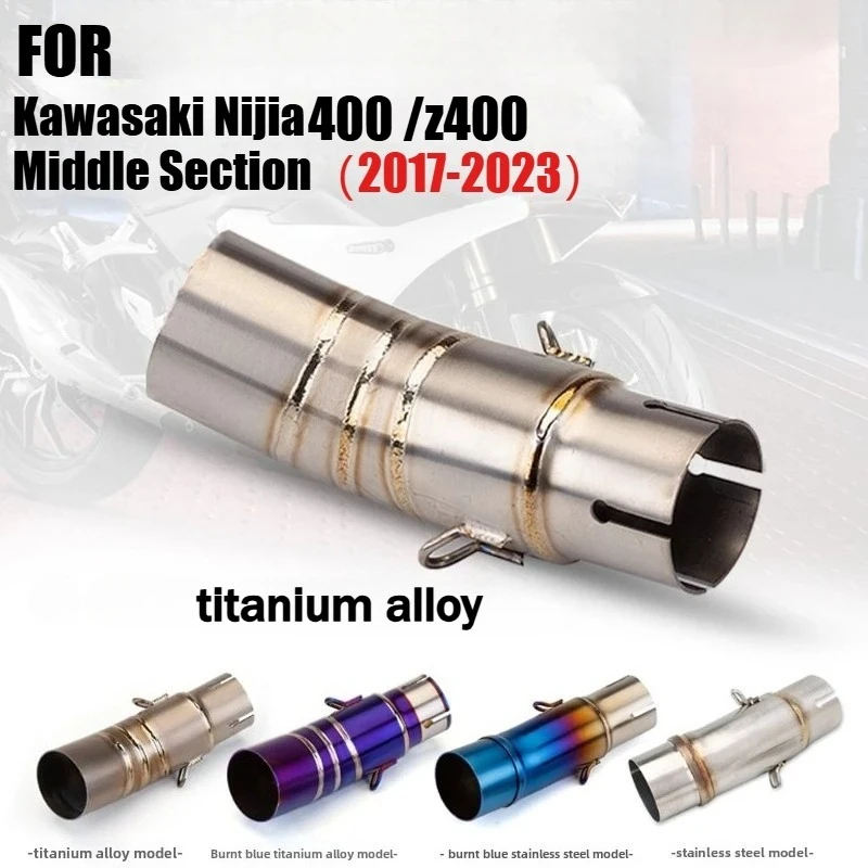 51mm Muffler Adapter Tube for Kawasaki Ninja 400 Z400 2017-2023 Slip-on Motorcycle Exhaust Middle Link Pipe Escape Moto Modify