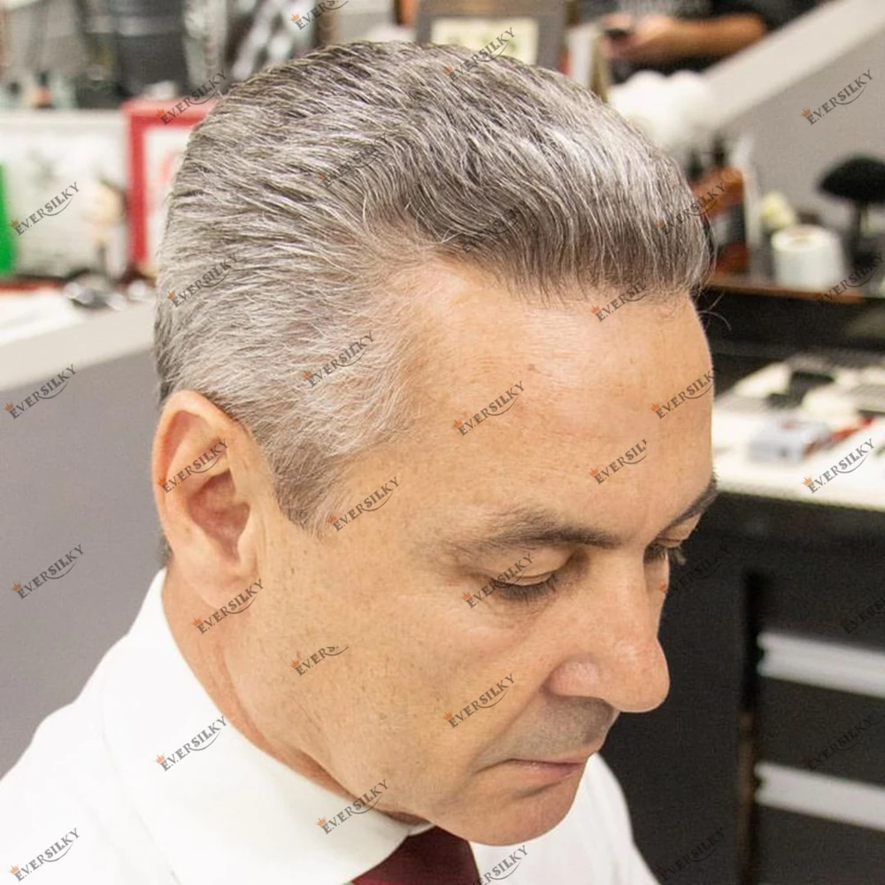 

Ручная работа Vloop 0,06-0,08 мм, блондинка, натуральная линия волос, мужской парик, 100% человеческие волосы, супер тонкая кожа, системы капиллярных протезов, 420 #