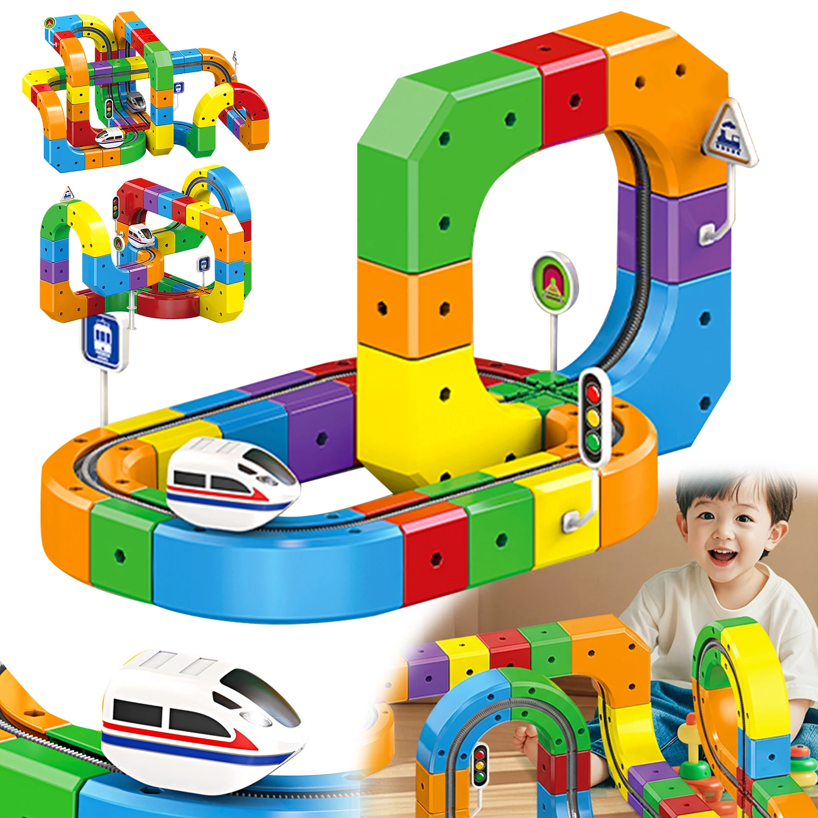 Kinder Puzzle Elektrische Magnetische Track Set Mit Anti-Schwerkraft Fahrzeuge Stem Eisenbahn Bausteine Diy Zug Auto Kind Geschenk spielzeug