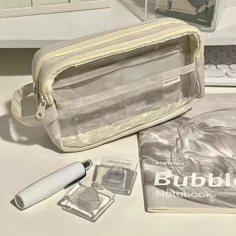 1ชิ้นเคสดินสอสุดชิคแบบเรียบง่ายสำหรับนักเรียนแฟชั่นปากกาเด็กสีทึบกระเป๋าใส่กระเป๋าผ้าใส