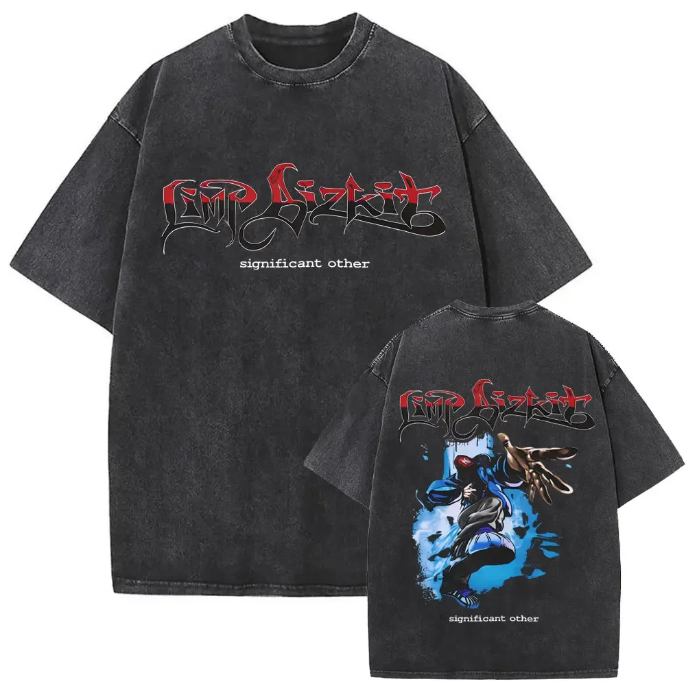 Washed Vintage Rock Band Limp Bizkit Significant Other Print T-shirts Men's Women Hip Hop Retro Oversized Short Sleeve T Shirts image 3