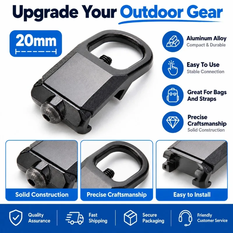 Portable Outdoor 20mm Aluminum Alloy Webbing Connector – Webbing Buckle/Fastening Ring Accessory