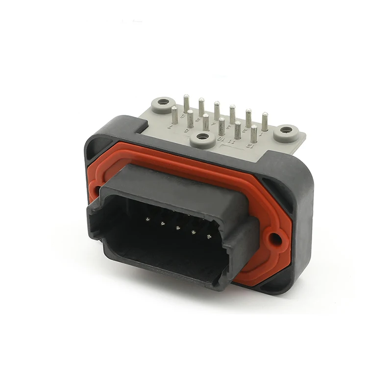 

DT13-12PB Автомобильный разъем DEUTSCH PCB 12Pin Черный Водонепроницаемый держатель контакта для печатной платы Угол изгиба печатной платы 90 ° Угол