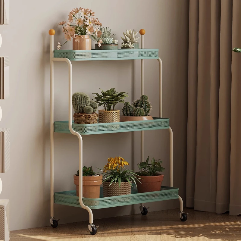 Mobile Plant Stand with Wheels Multi-Tier Flower Shelf for Balcony Indoor Succulent Display Rack Space-Saving Plant Organizer