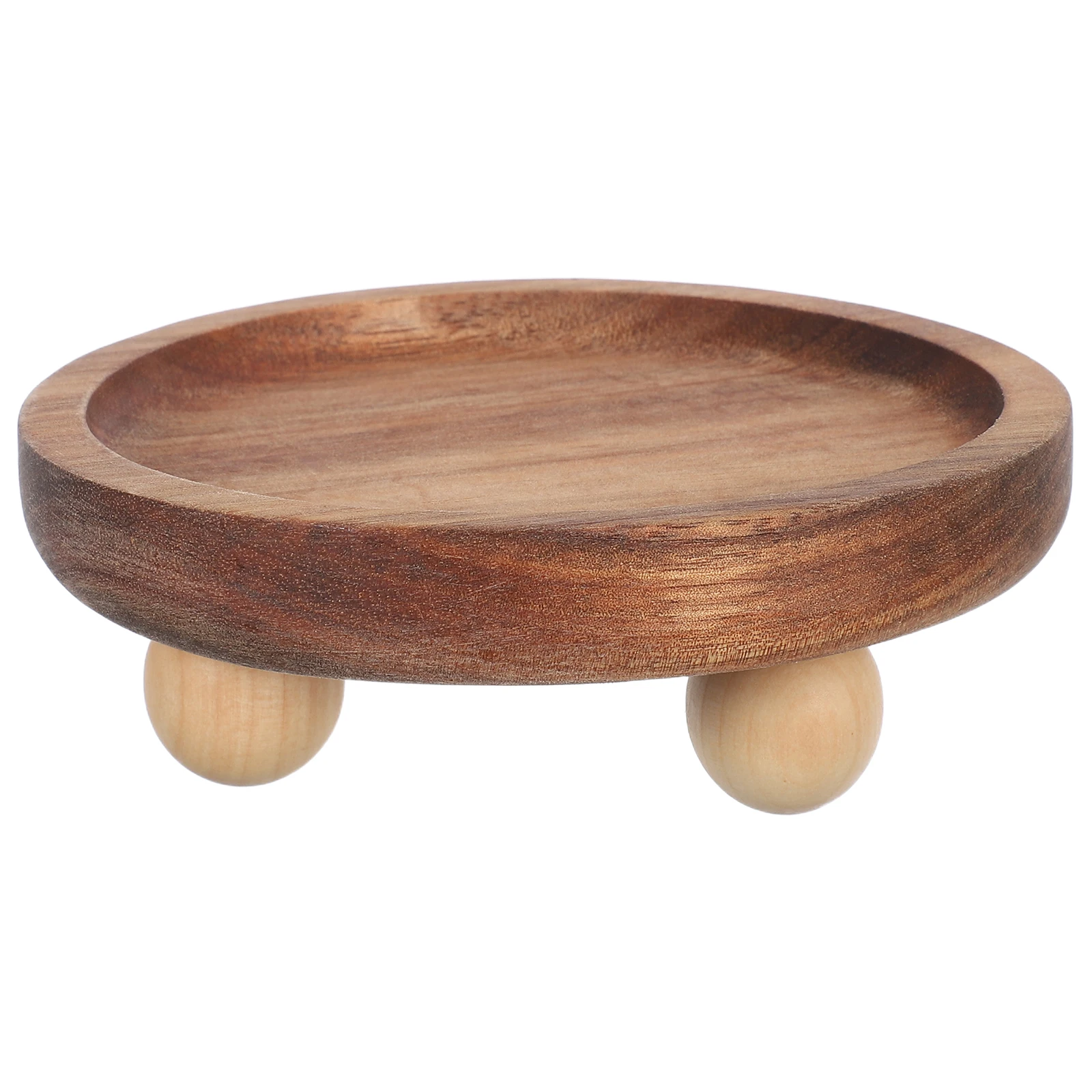 

Wooden Serving Footed Solid Cake Platter Natural Wood Grain Smooth Finish Easy Clean Afternoon Tea Fruit Dessert Snack