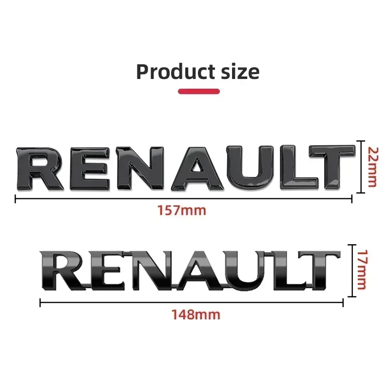 

For Renault Koleos Duster Megane 2 3 4 Logan Clio Captur Espace RS Glossy Black silvery ABS Sticker Car Rear Trunk Body Emblem
