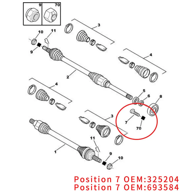 325204 693584 Torx head screws Torx head bolts for Peugeot 307 206 607 for Citroen C5 C4 ZX 308