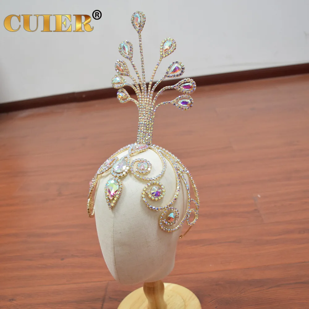 CUIER Amazing Huge Size Tiara for Women Rhinestone Hat Tall Headpiece for Drag Queen Special Jewelry for Stage Accessory