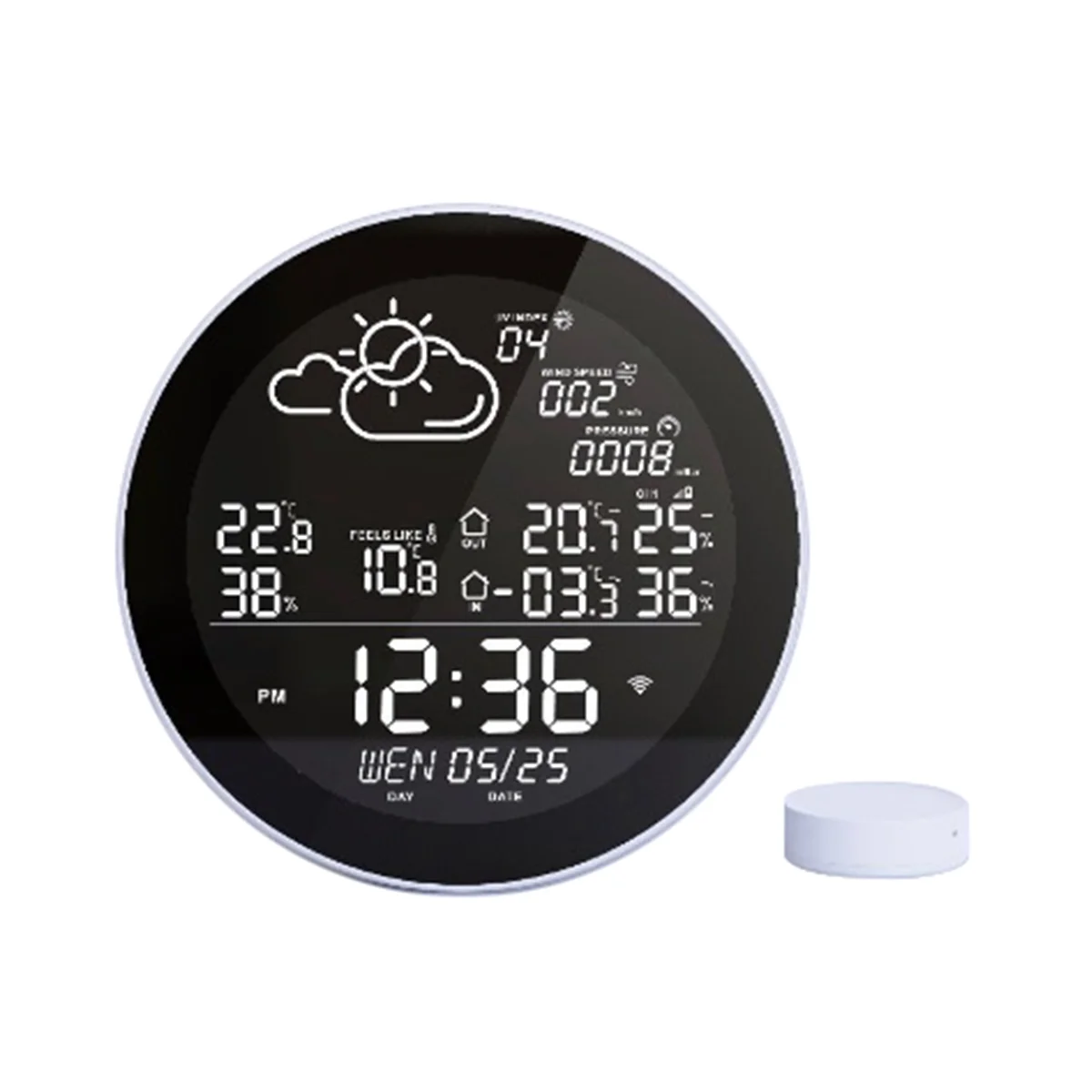 

Tuya WiFi Weather Clock Weather Forecast Weather Wireless Smart Thermometer Hygrometer Remote Gauge Alarm Clock-EU Plug