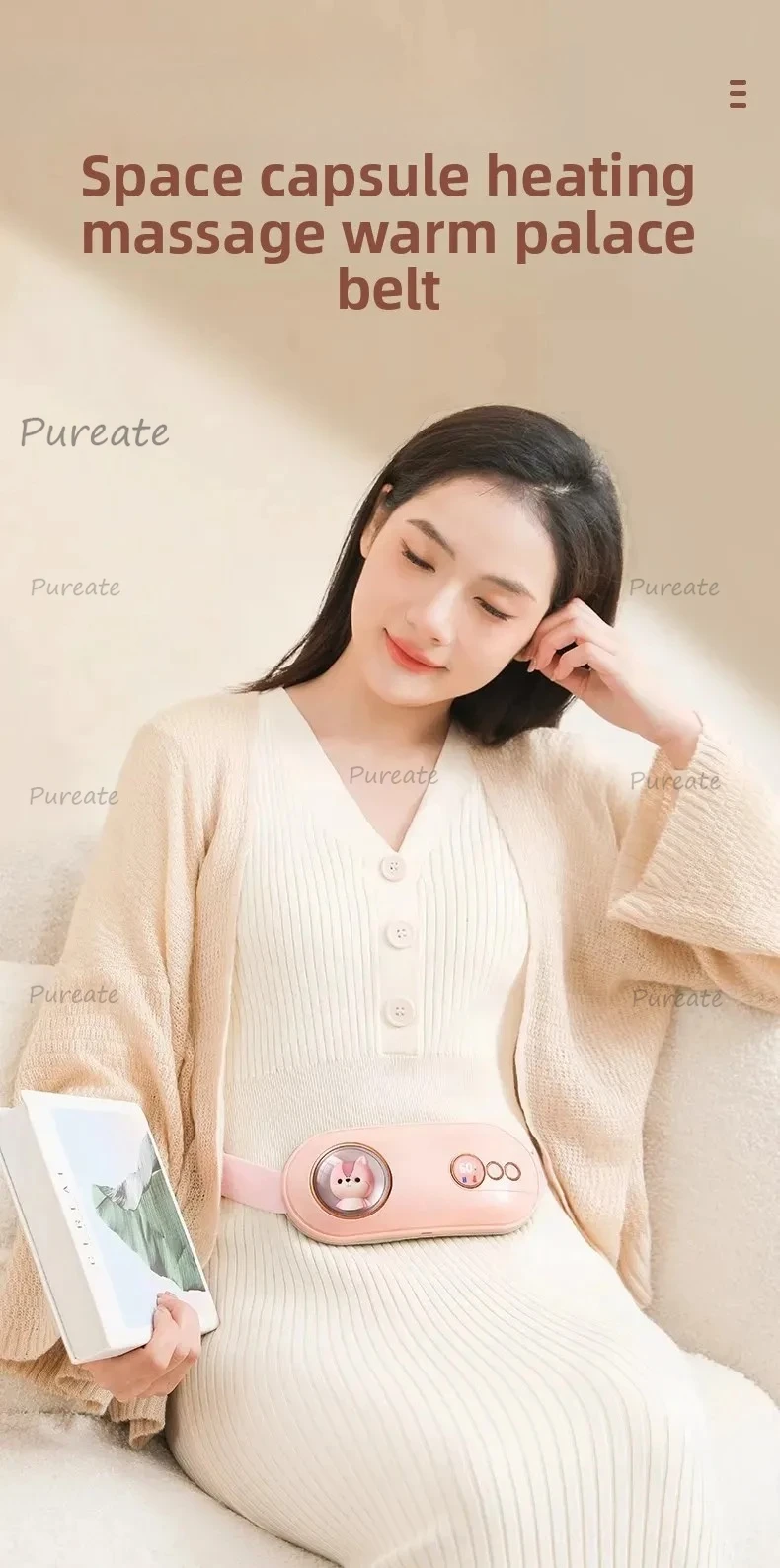 حزام البطن الدافئ لتخفيف الفترة، حزام دعم الخصر الساخن للنساء، ضغط ساخن، دفء البطن، جمال صحة المرأة #3