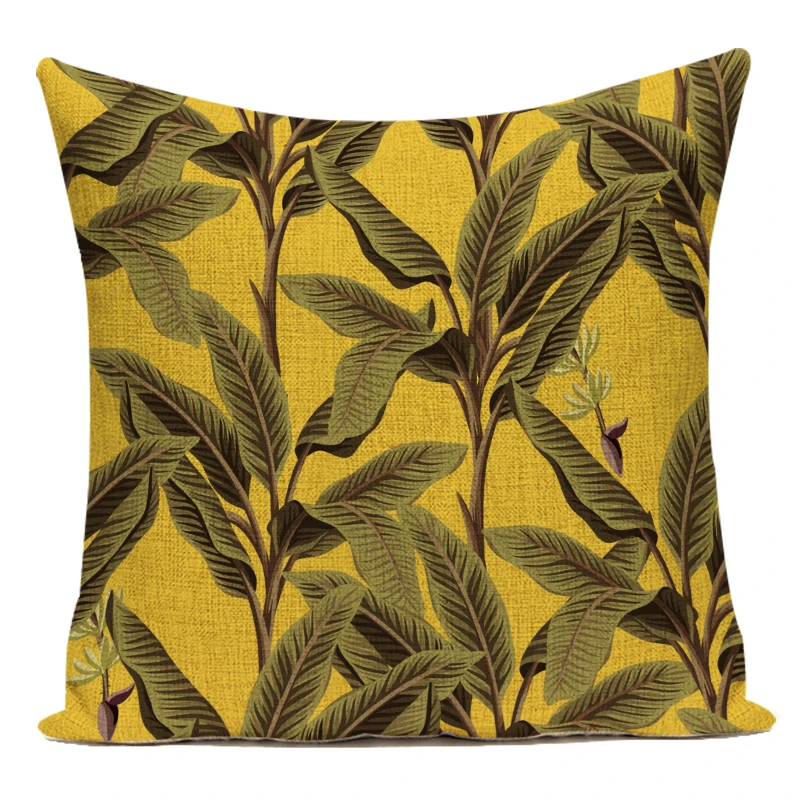 Africa Tropical Plants Printed Pillowcase Green Leaves Pillow Covers Sofa Chair Cushion Cover Home Decorative Pillowcase