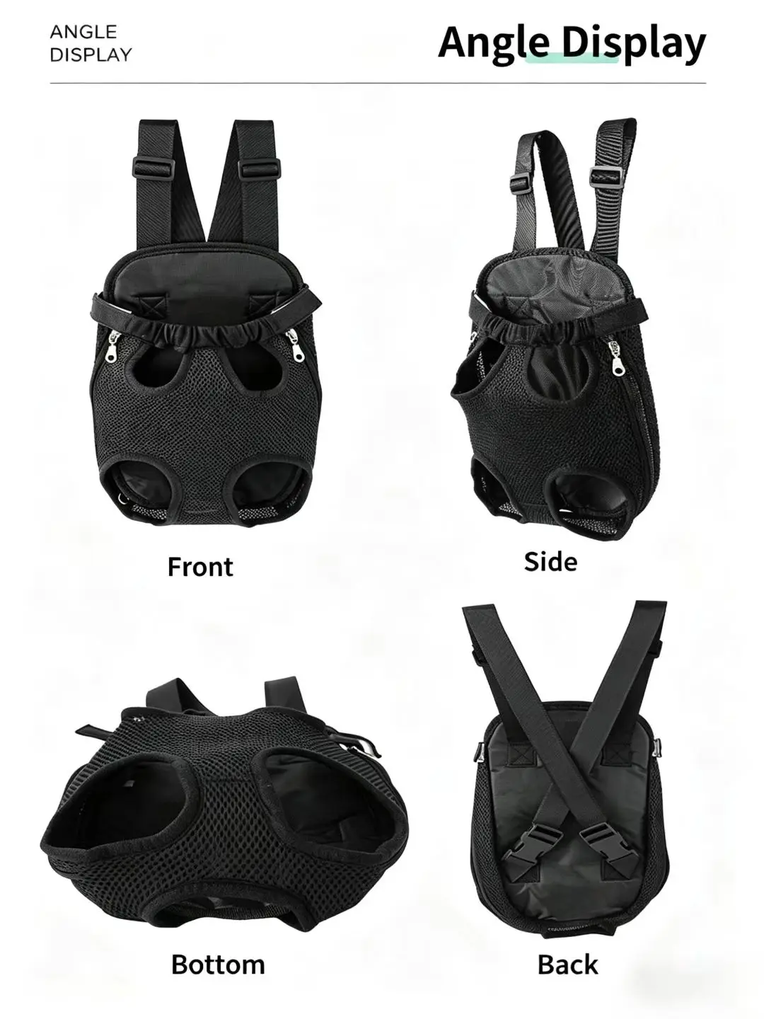 Pet Backpack, Portable Front Chest Four-Leg Carrier for Outings, Breathable Soft Travel Bag for Cats and Dogs