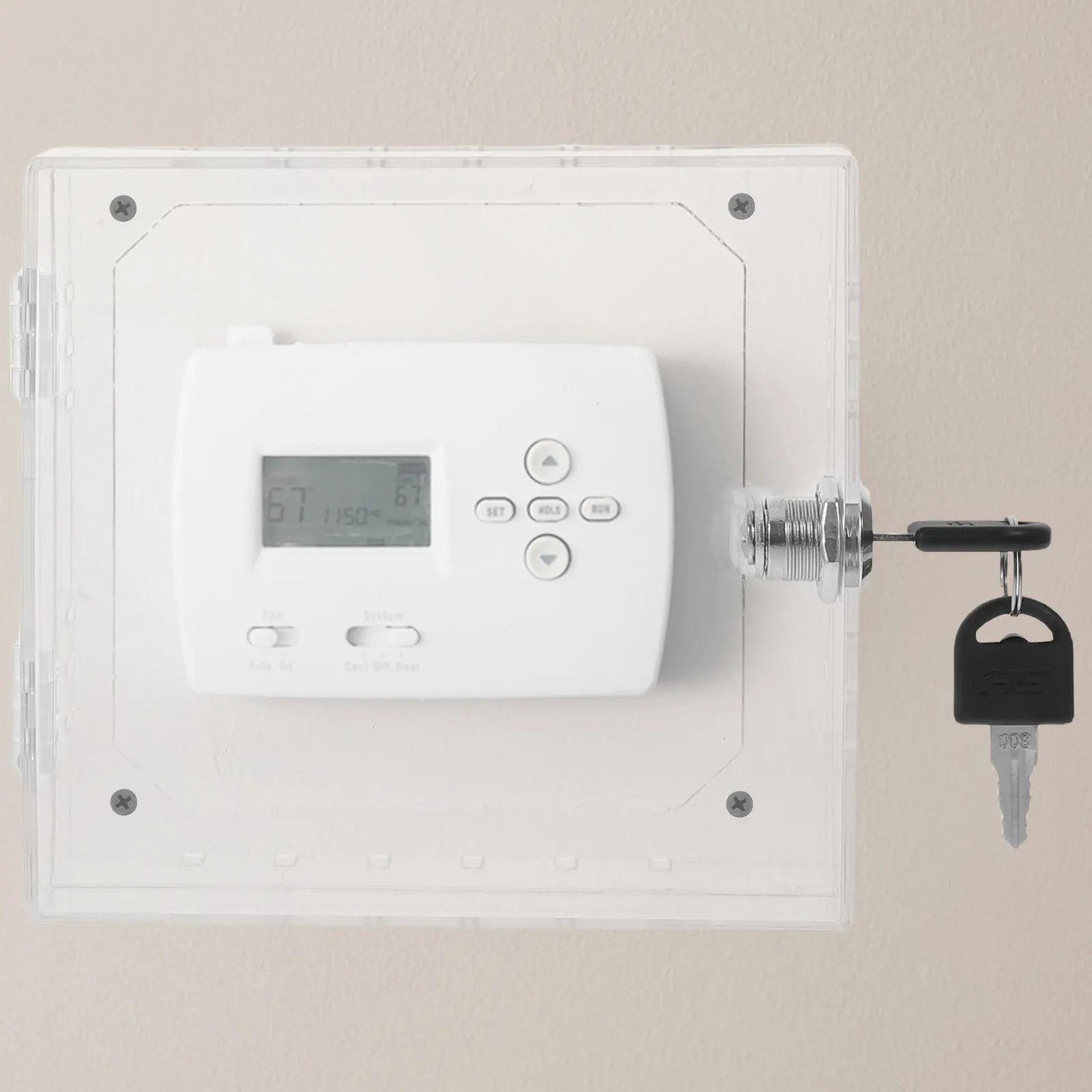 

Clear Acrylic Thermostat Lock Box Lockable Cover Wall Mounted Security Control Guard Tamperproof Thermostat Cover for Home