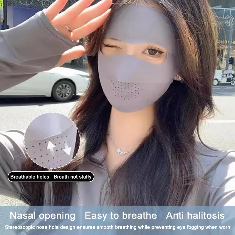 Ice Silk Full Face Sun Mask Women Summer Anti-Ultraviolet Riding Face Gini Sun Masks