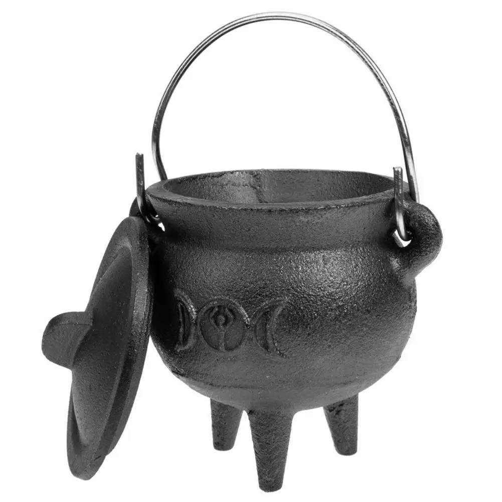 Halloween Witch Wizard's Magic Pot Crucible Wax Table Witch Pot Burning Pot Cast Iron Three Legs Cauldron Party Decoration