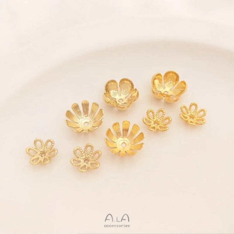 2pcs alloy plated gold flower bracket accessories Handmade diy small Daisy bead cap bead bracket jewelry material