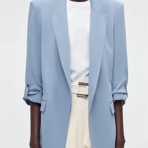 ZBZA Blazer açık Ön Omuzlar için iğne yastığı ile Yakaya kadar kıvrılmış kollu gündelik kadın sonbahar Manşetleri kıvrılmış Ceketli 3/4 kollu, En iyi 10 satış, blazer ceket, yakasız kadın-no. 4