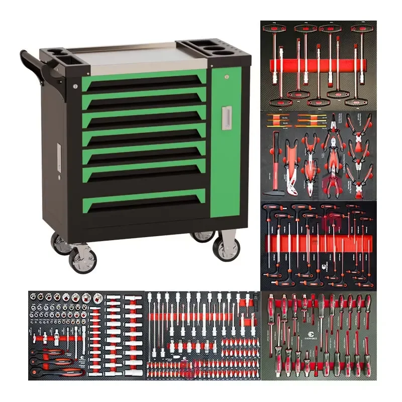Heavy Duty 7 Drawer Metal Tool Cart Cabinet for Auto Repair Workshop Garage Storage Custom OEM CE Certified Toolbox with