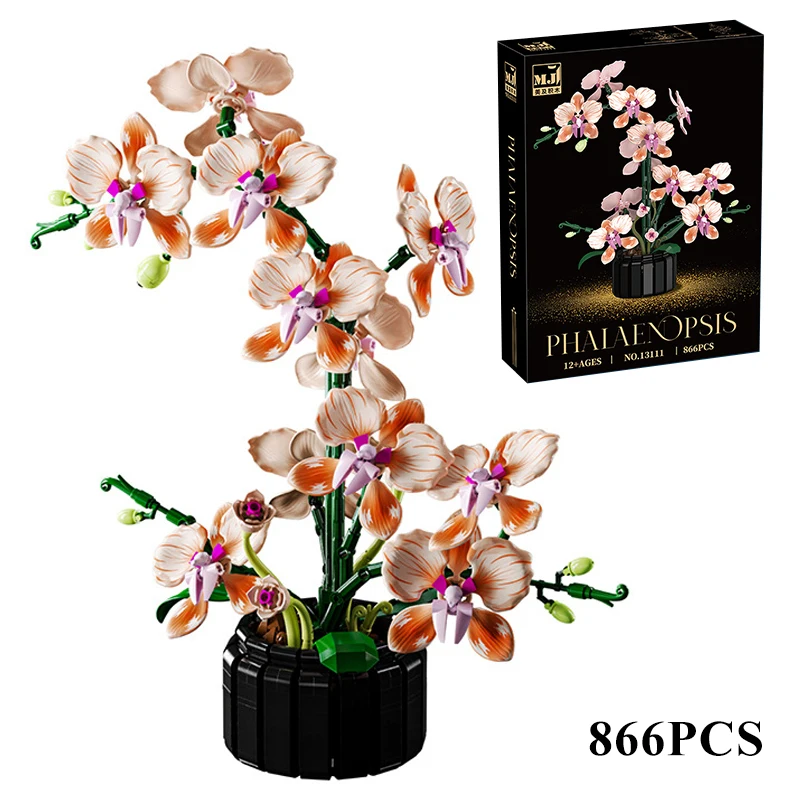 Kreative Orchidee Cymbidium Ewige Blumen Topfpflanze Bausteine Simulation Phalaenopsis DIY Ziegel Spielzeug Valentinstag Geschenk