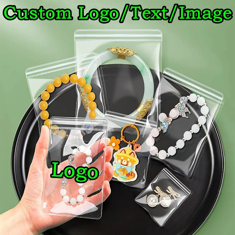 200PCS Clear PVC Jewelry Ziplock Storage Bag DIY Logo Anti-oxidation Battery Earring Beads Jade Diamond Bracelet Gift Pouches