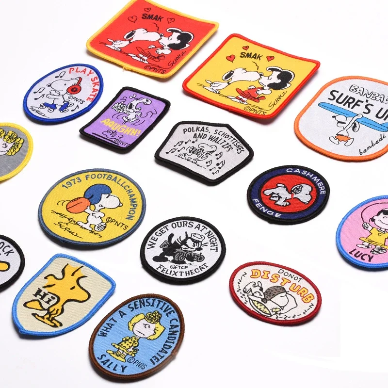 Anime Snoopy Cartoon Embroidered Patches on Clothes for Children Kawaii Stickers for Jacket DIY Clothes Sewing Bag Accessories