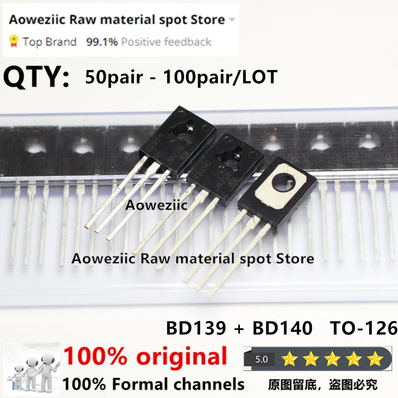 Aoweziic 2021+ 50Pair - 100 Pair 100% New Imported Original BD139 BD140 TO-126 Transistor