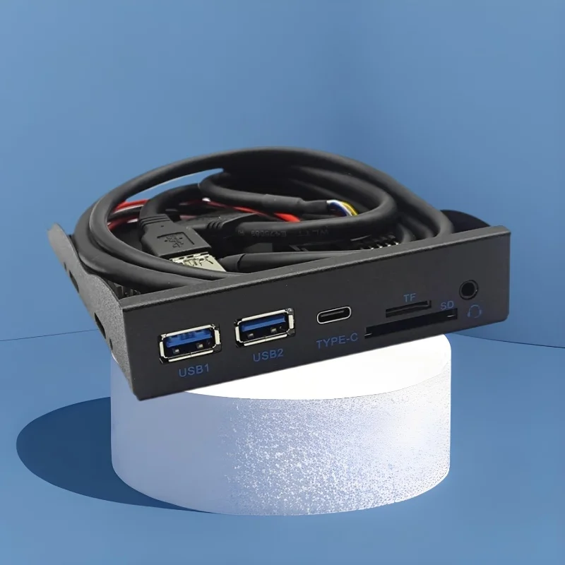 

5Gbps 2 Port USB3.0 1 Port TYPE-C TF/SD HD AUDIO 3.5mm Earphone Mic Jack Adapter USB Front Panel for Desktop 3.5" Floppy Bay HUB