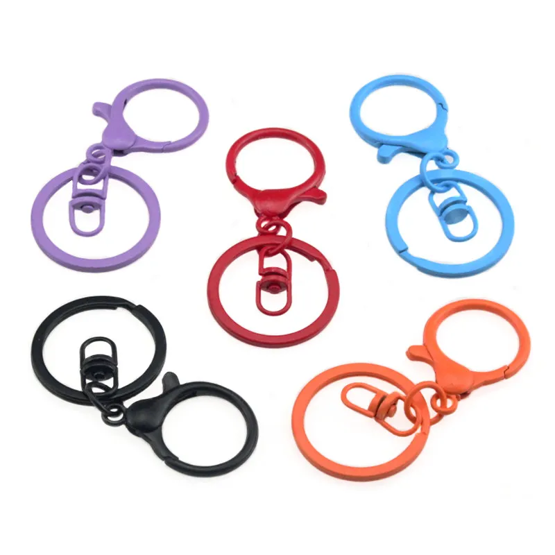 2Pcs/Pack Metal Keychain Retaining ring Keyrings Round Split Lobster buckle For DIY Clothing Jewelry Crafts Pendant Accessory