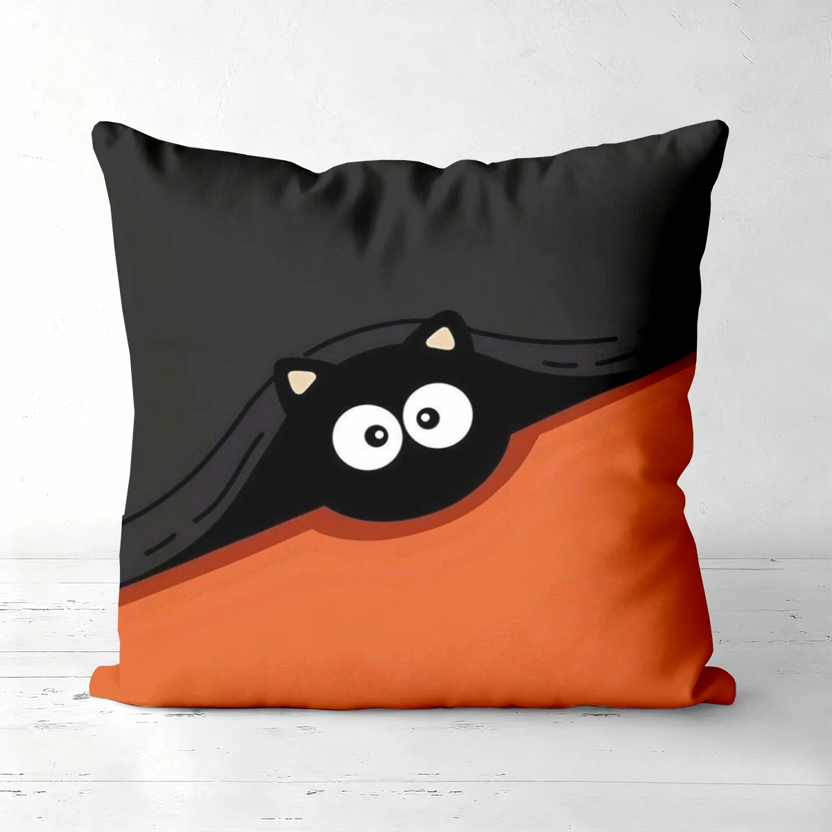 Cute Black Cat Pattern Orange And Black Throw Pillows Polyester pillowcase, sofa decorative cushion cov Headboard Pillow - view 5