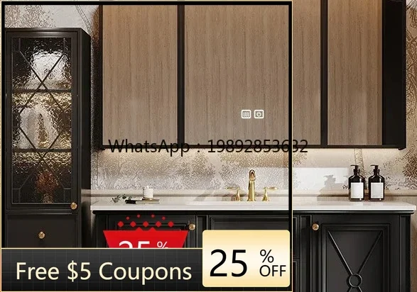 

floor-to-ceiling retro bathroom cabinet toilet washbasin cabinet smart mirror cabinet