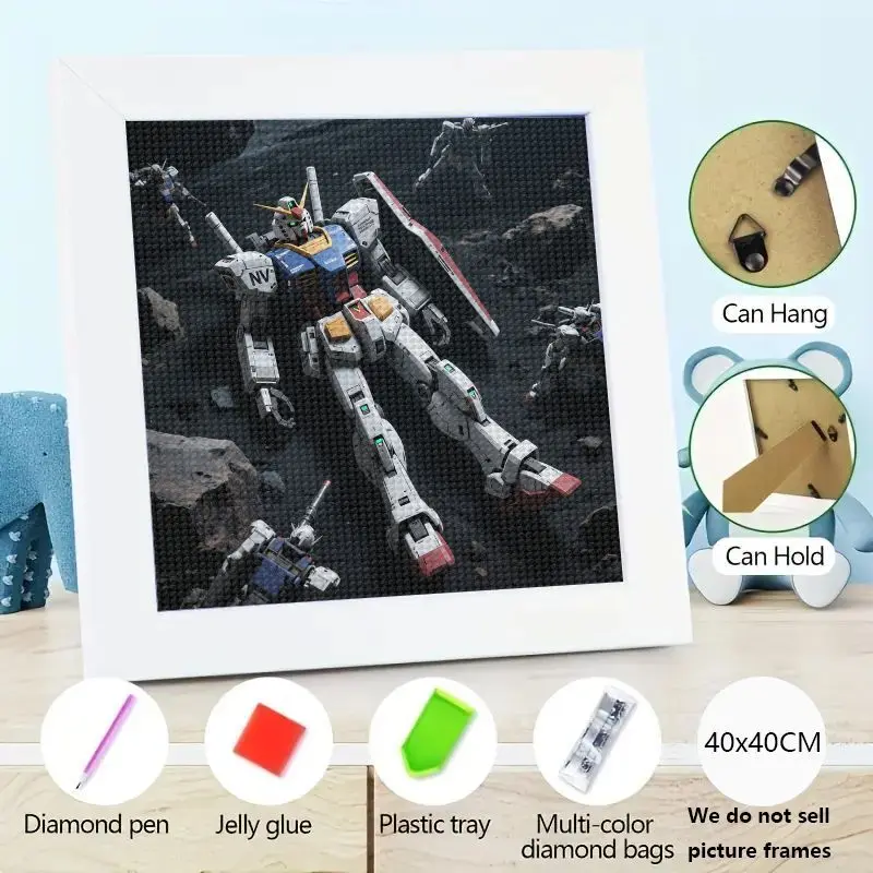 

1 шт. 5D Full Drill Gundam Diamond Painting Kit, RX-78-2 Mobile Suit Robot Anime Mecha Sci-Fi Battle Scene Wall Art, DIY Home Deco