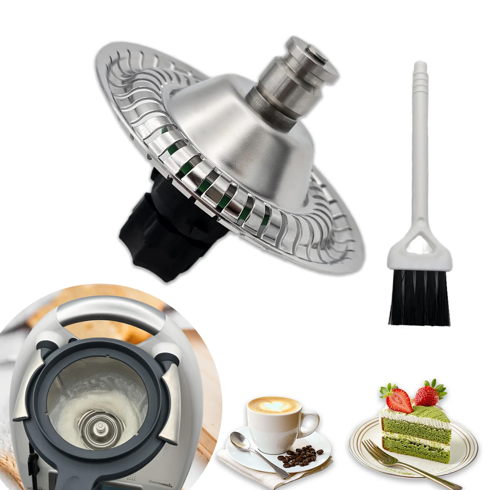 Milk Frother Attachment Compatible With Thermomix TM5 TM6  For Hot & Cold Foam-Cappuccino-Latte Art-Milkshakes-Dessert Baking